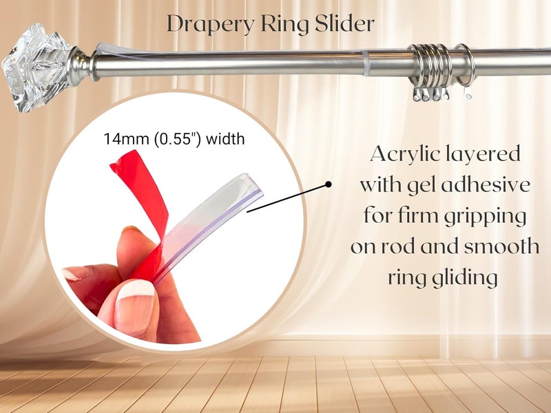 OooWow 26 ft Clear Drapery Ring Slider Effortlessly Prevents Shower and Curtain Rings from Snagging, Ensuring a Smooth, Silent Slide. Curtain Rod Slider- Curtain Ring Slide (26 feet) - Image 3